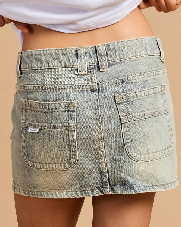 Rusty Dirty Mavericks Denim Mini Skirt for Womens