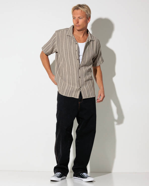RVCA Vacancy Stripe Short Sleeve Shirt for Mens