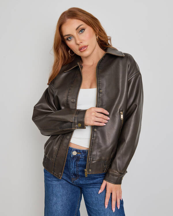 Ava And Ever Maverick Faux Leather Bomber Jacket for Womens