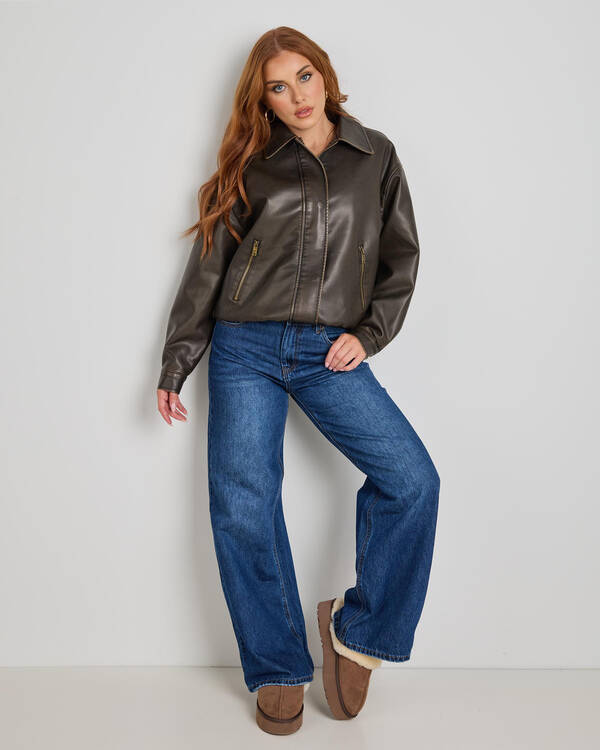 Ava And Ever Maverick Faux Leather Bomber Jacket for Womens