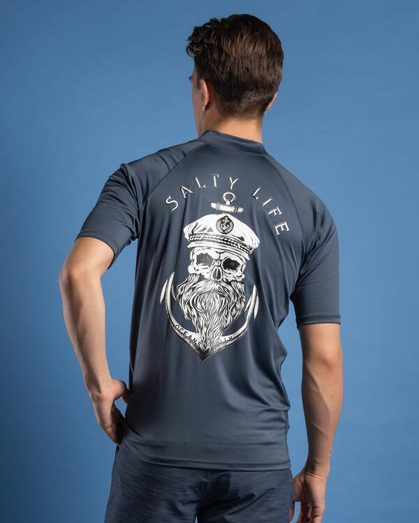 Salty Life Anchors Short Sleeve Rash Vest for Mens
