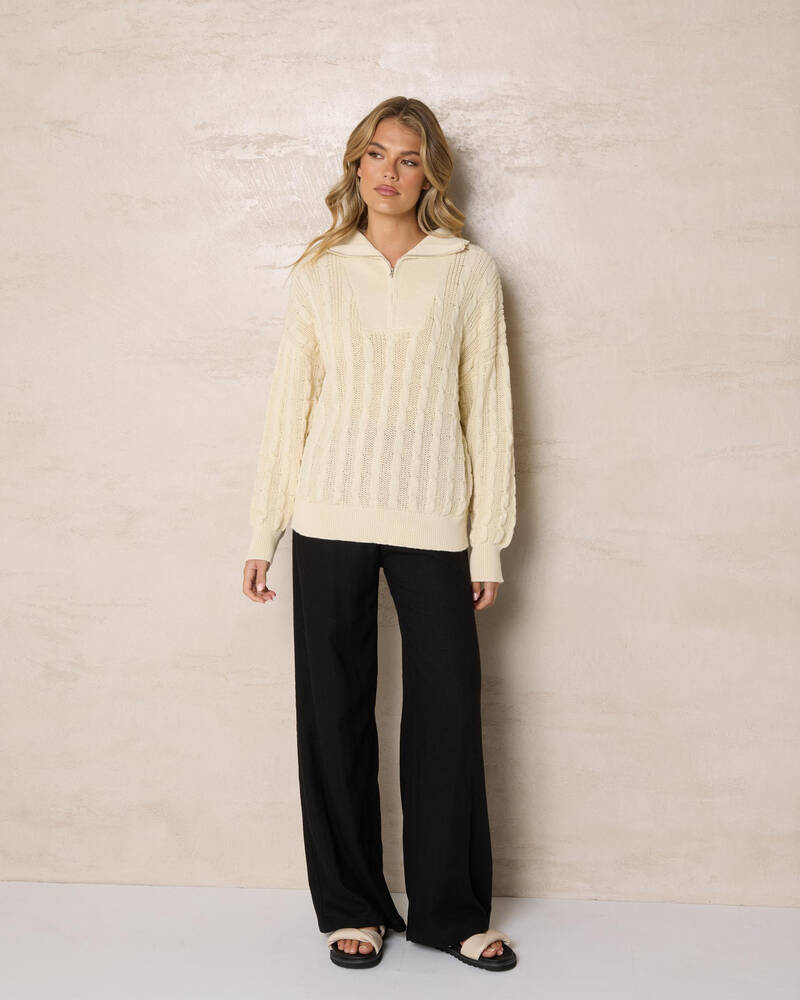 Mooloola Judy Half Zip Collared Cable Knit Jumper for Womens