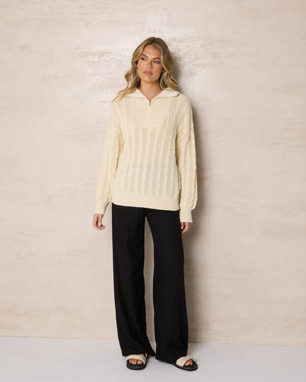 Mooloola Judy Half Zip Collared Cable Knit Jumper for Womens