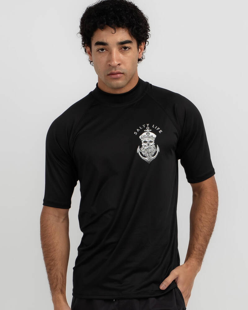 Salty Life Anchors Short Sleeve Rash Vest for Mens