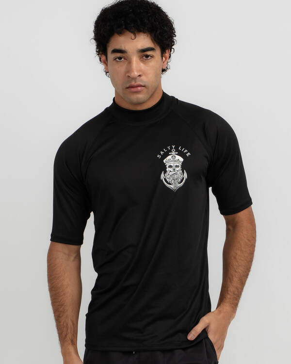 Salty Life Anchors Short Sleeve Rash Vest for Mens