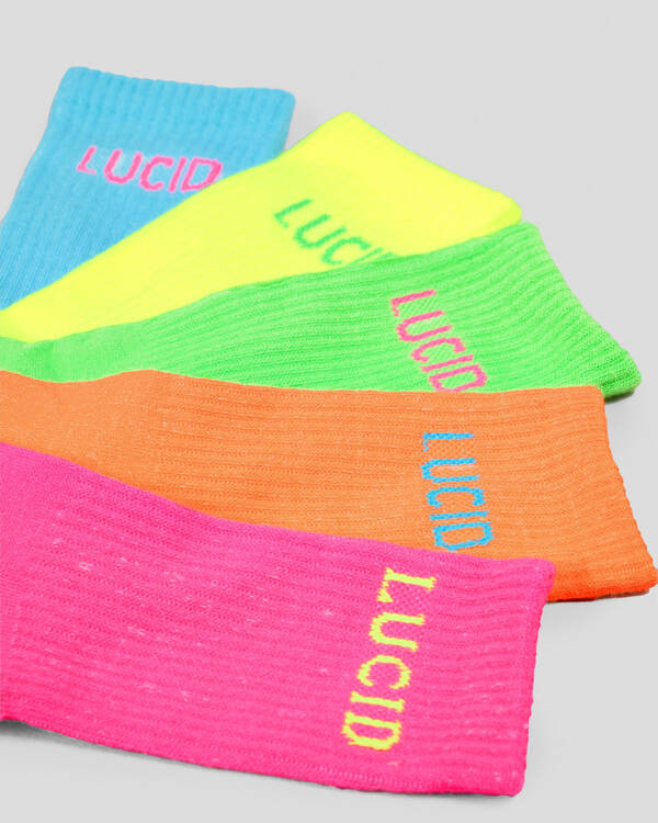 Lucid Boys' Fluro Crew Socks 5 Pack for Mens