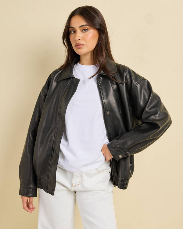 Ava And Ever Maverick Faux Leather Bomber Jacket for Womens
