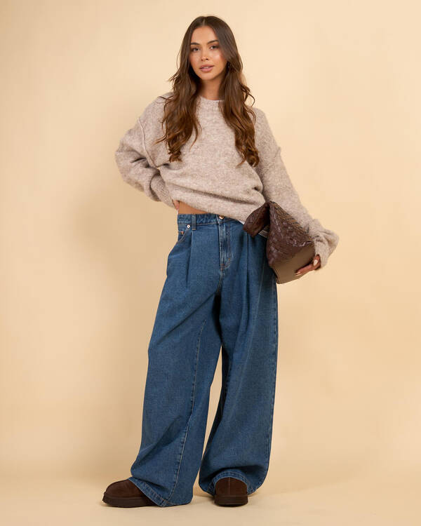 DESU Demi Pleated Wide Leg Jeans for Womens