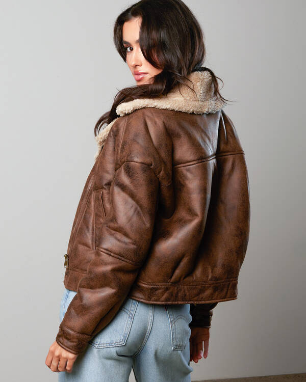 Ava And Ever Frenchy Faux Leather Jacket for Womens