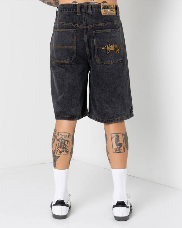 S-Double Embroidered Denim Shorts for Mens