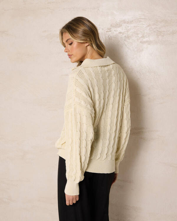 Mooloola Judy Half Zip Collared Cable Knit Jumper for Womens