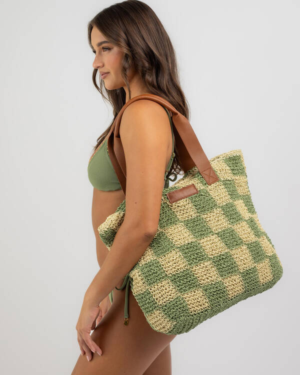 Rusty Checkmate Straw Bag for Womens