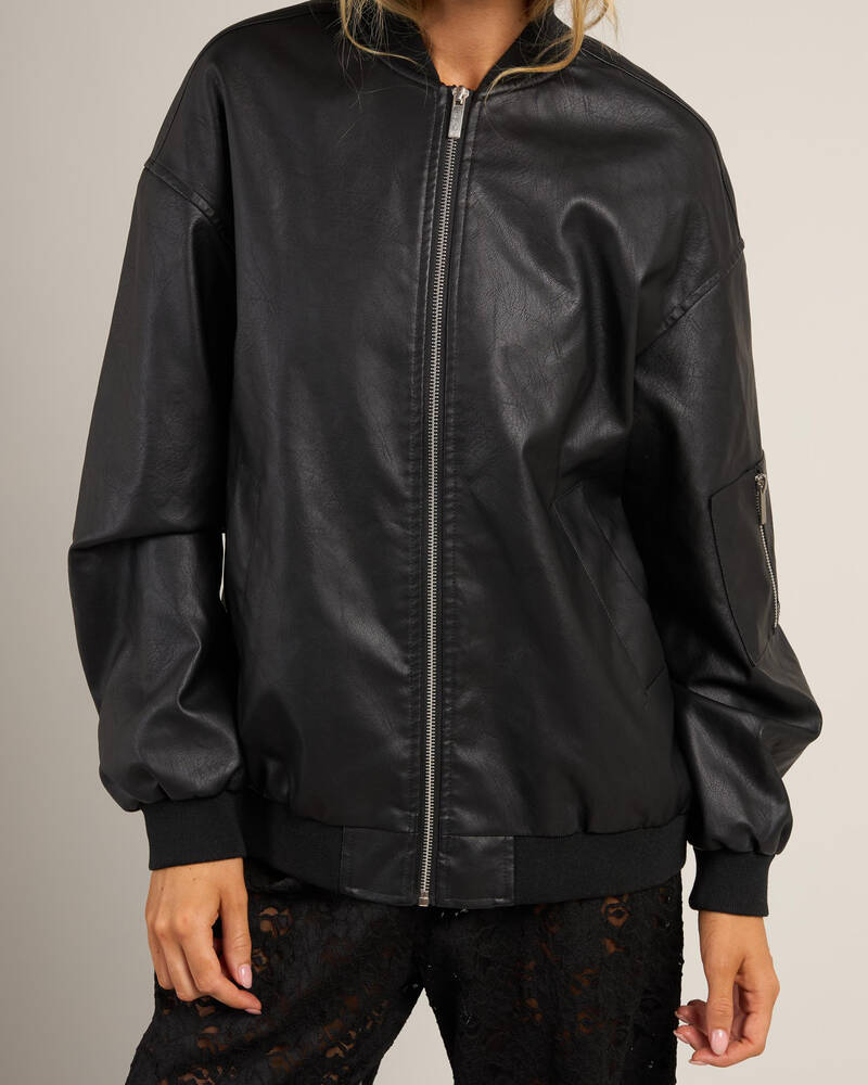 Ava And Ever Ace Faux Leather Bomber Jacket for Womens
