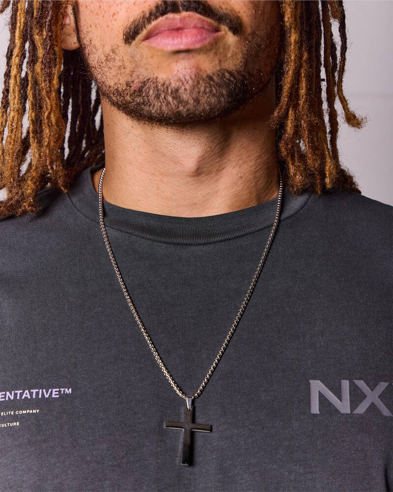 REPUBLIK Silver Cross Chain Necklace for Mens
