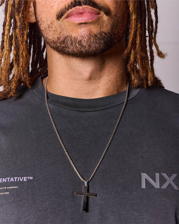 REPUBLIK Silver Cross Chain Necklace for Mens