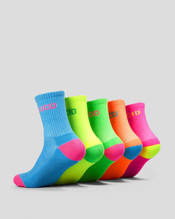 Lucid Boys' Fluro Crew Socks 5 Pack for Mens