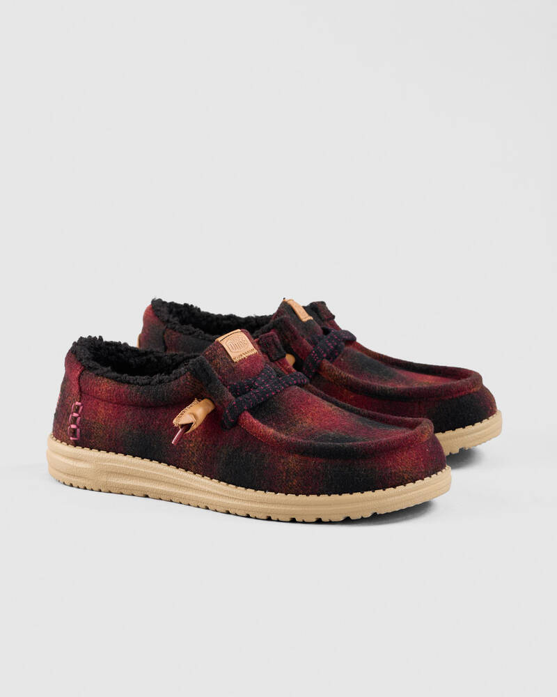 HEYDUDE Wally Cozy Plaid Shoes for Mens