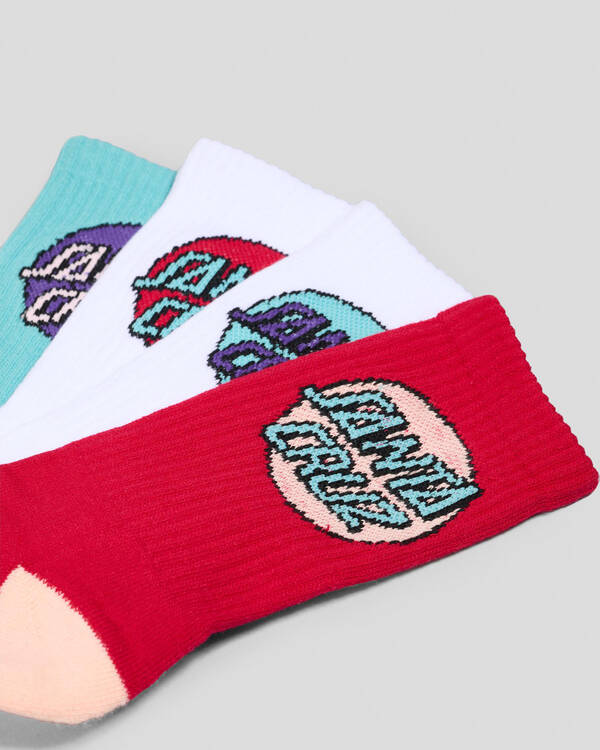 Santa Cruz Girls' Other Dot Crew Socks 4 Pack for Womens