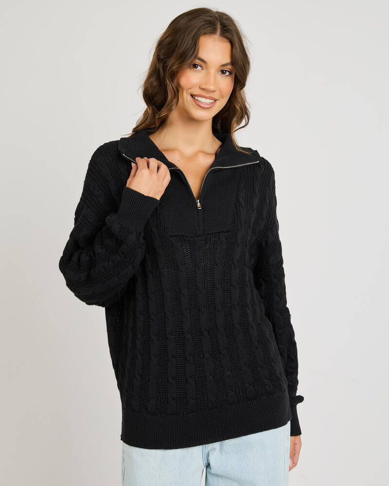 Mooloola Judy Half Zip Collared Cable Knit Jumper for Womens