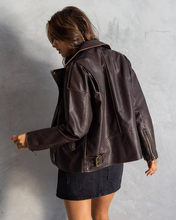 Ava And Ever Drifter Faux Leather Biker Jacket for Womens