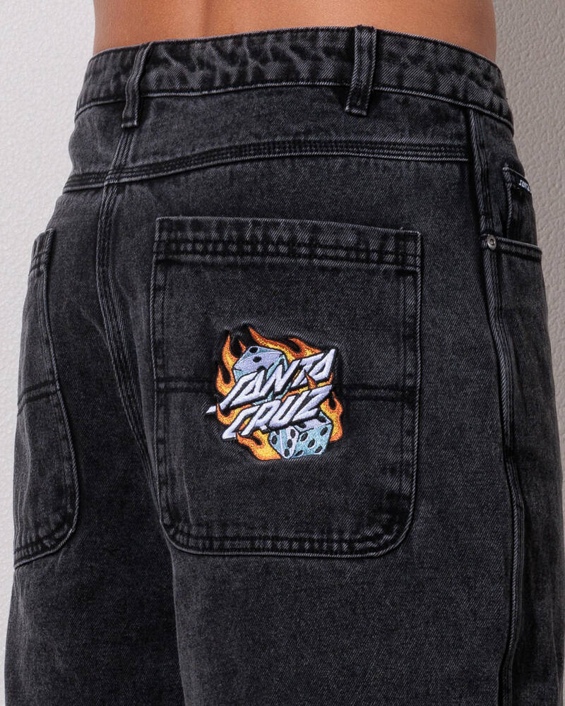 Santa Cruz Flaming Dice Dot Jean Shorts for Mens