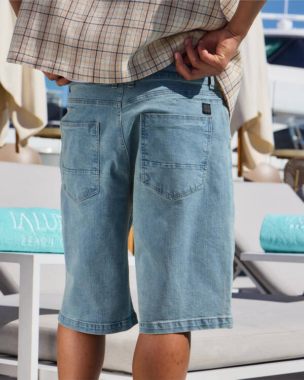 Dexter Collision Denim Walk Shorts for Mens