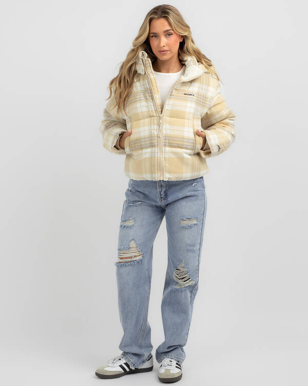 Rip Curl Anti-Series Surf Check Hooded Puffer Jacket for Womens