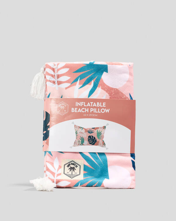 Mooloola Blush Palm Inflatable Beach Pillow for Womens