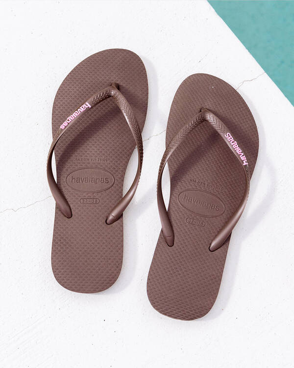 Havaianas Slim Rubber Logo Thongs for Womens