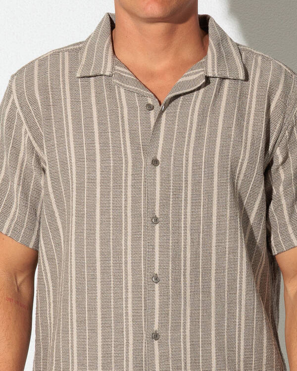 RVCA Vacancy Stripe Short Sleeve Shirt for Mens