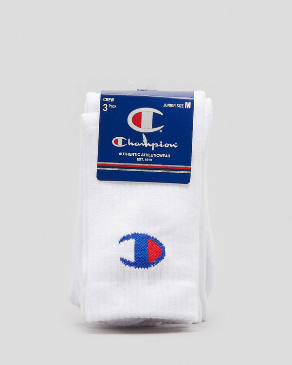 Champion Junior Boys' Medium Sport C Logo Crew Socks 3 Pack for Mens