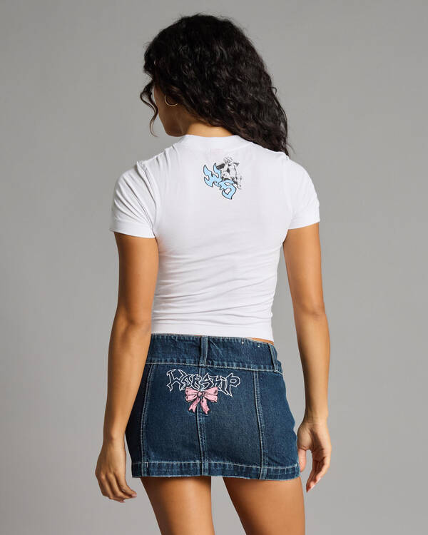 Worship Supplies Cute But Psycho Micro Denim Skirt for Womens