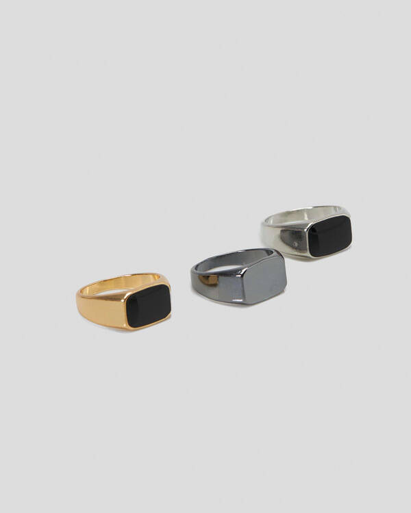 REPUBLIK 3 Pack Blackstone Ring for Mens