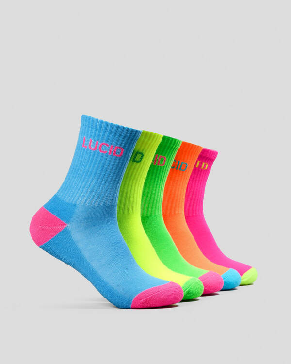Lucid Boys' Fluro Crew Socks 5 Pack for Mens
