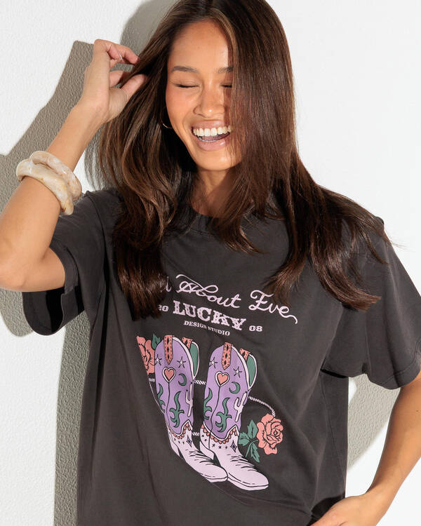 All About Eve Lucky Boots Relaxed Tee for Womens