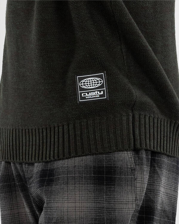 Rusty Skyliner Tipped Crew Knit Jumper for Mens