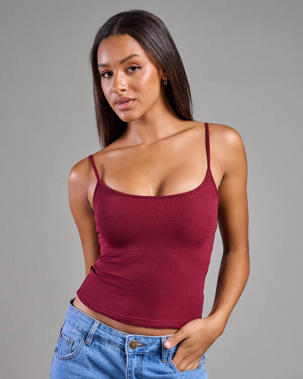 Mooloola Basic Fine Rib Cami Top for Womens