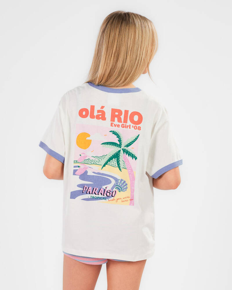 Eve Girl Girls' Vacay Ringer T-Shirts for Womens