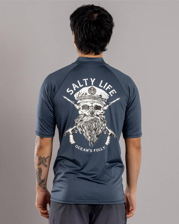Salty Life Overboard Short Sleeve Rash Vest for Mens