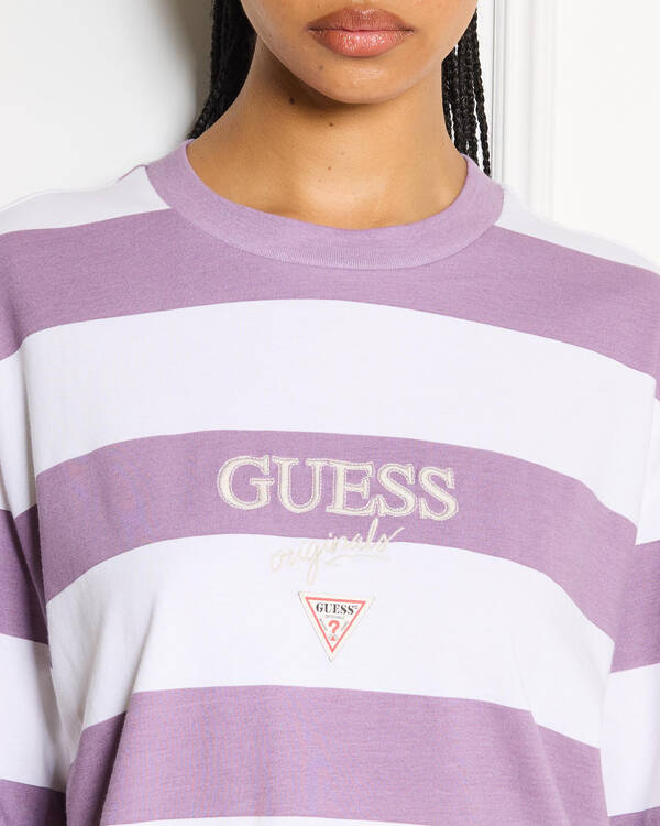 GUESS Block Stripe T-Shirt for Womens