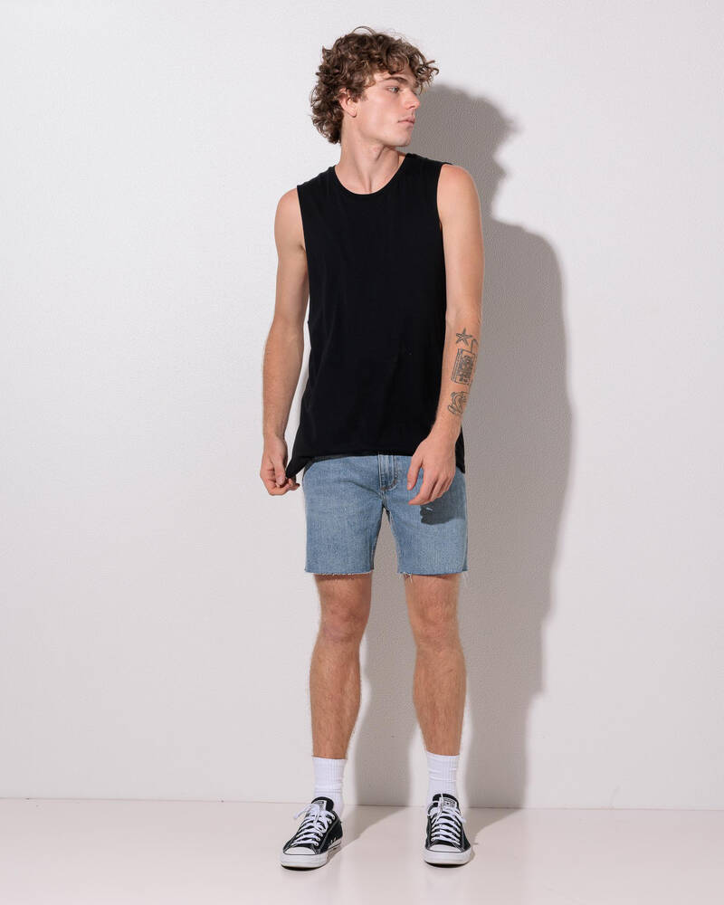 Thrills Mandude Raw Slim Cropped Denim Shorts for Mens