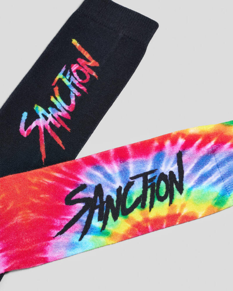 Sanction Rainbow Tie Dye Socks 2 Pack for Mens
