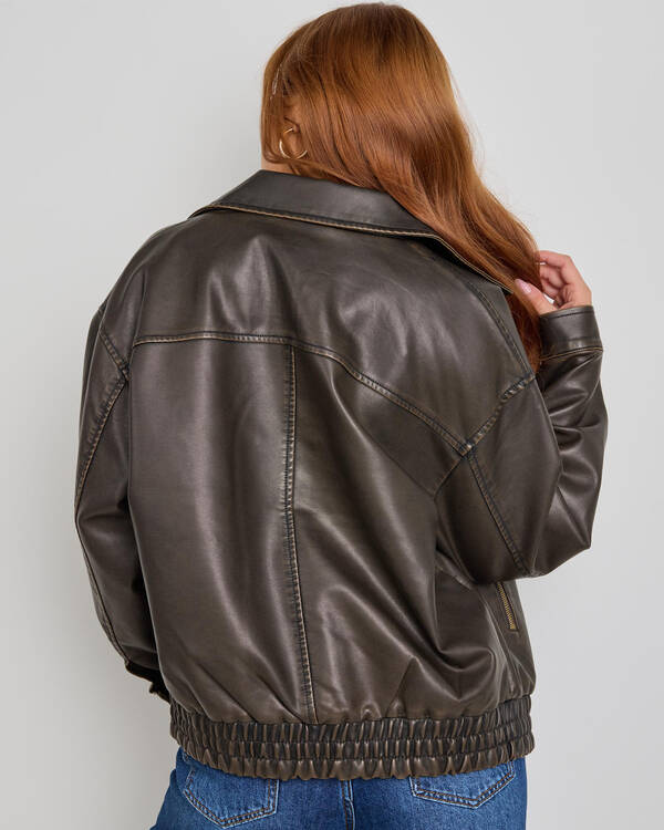Ava And Ever Maverick Faux Leather Bomber Jacket for Womens