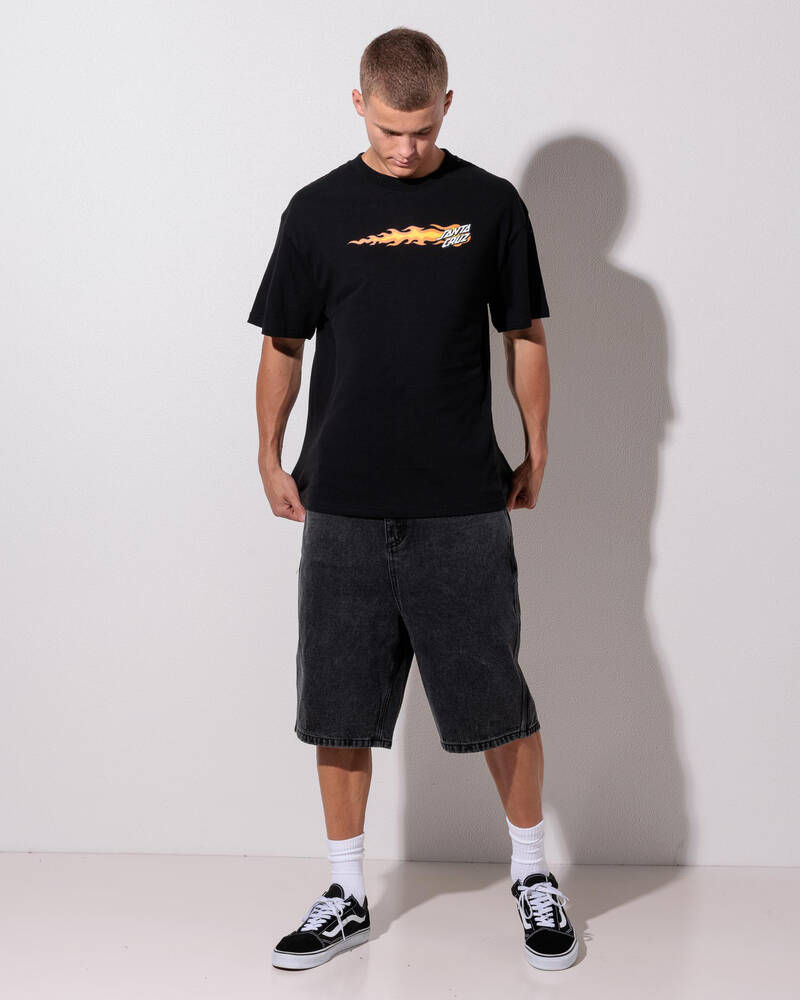 Santa Cruz Flaming Dice Dot Jean Shorts for Mens