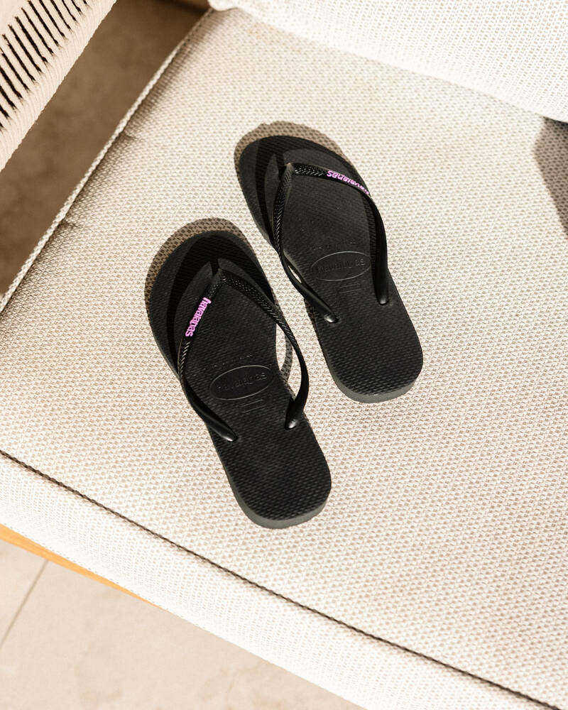 Havaianas Slim Rubber Logo Thongs for Womens