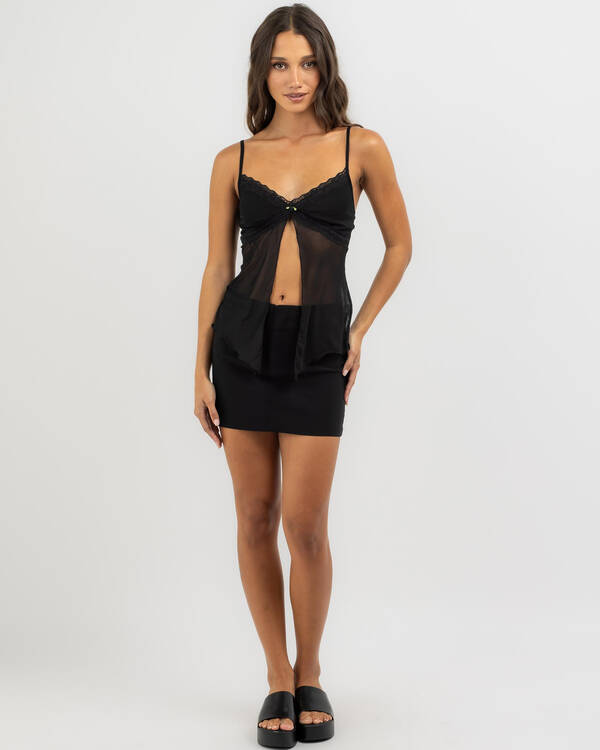 Ava And Ever Blossom Mesh Split Front Top for Womens