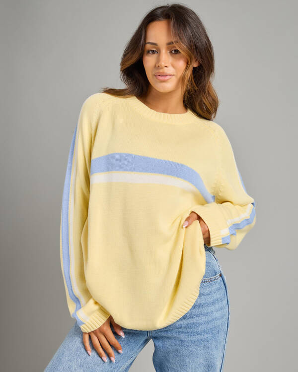 Rusty White Lines Crew Neck Knit Jumper for Womens