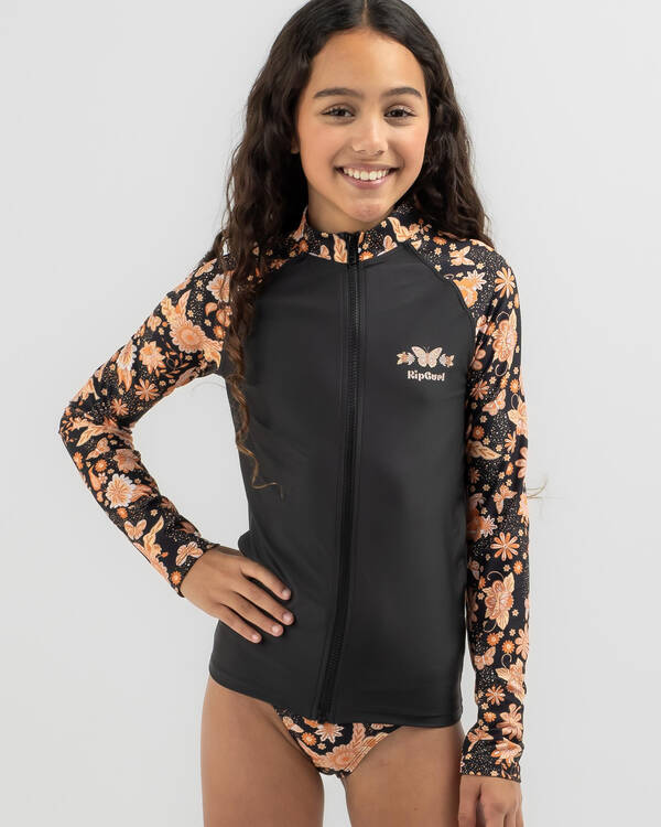 Rip Curl Girls' Sun Catcher Long Sleeve Zip Rash Vest for Womens