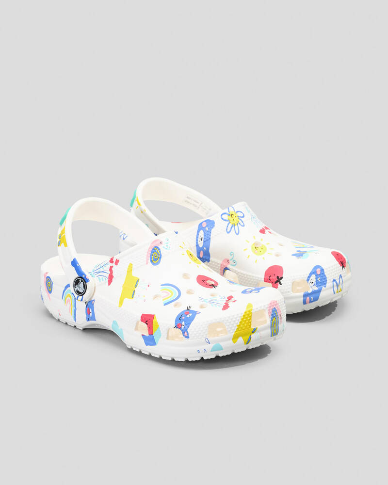 Crocs Kids' Classic Doodle Print Clogs for Unisex