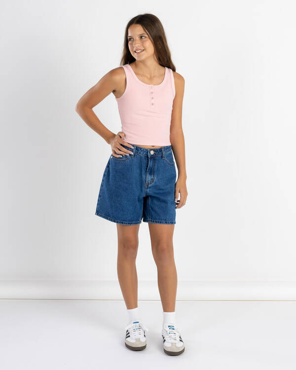 Ava And Ever Girls' Basic Fine Rib Henley Tank Top for Womens